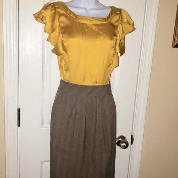 BCBG Dresses & Skirts - BCBG Paris Vintage Gold Brown Dress Sz 12